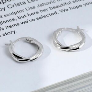 925 Sterling Silver Twisted Circle Wave Hoop Earrings